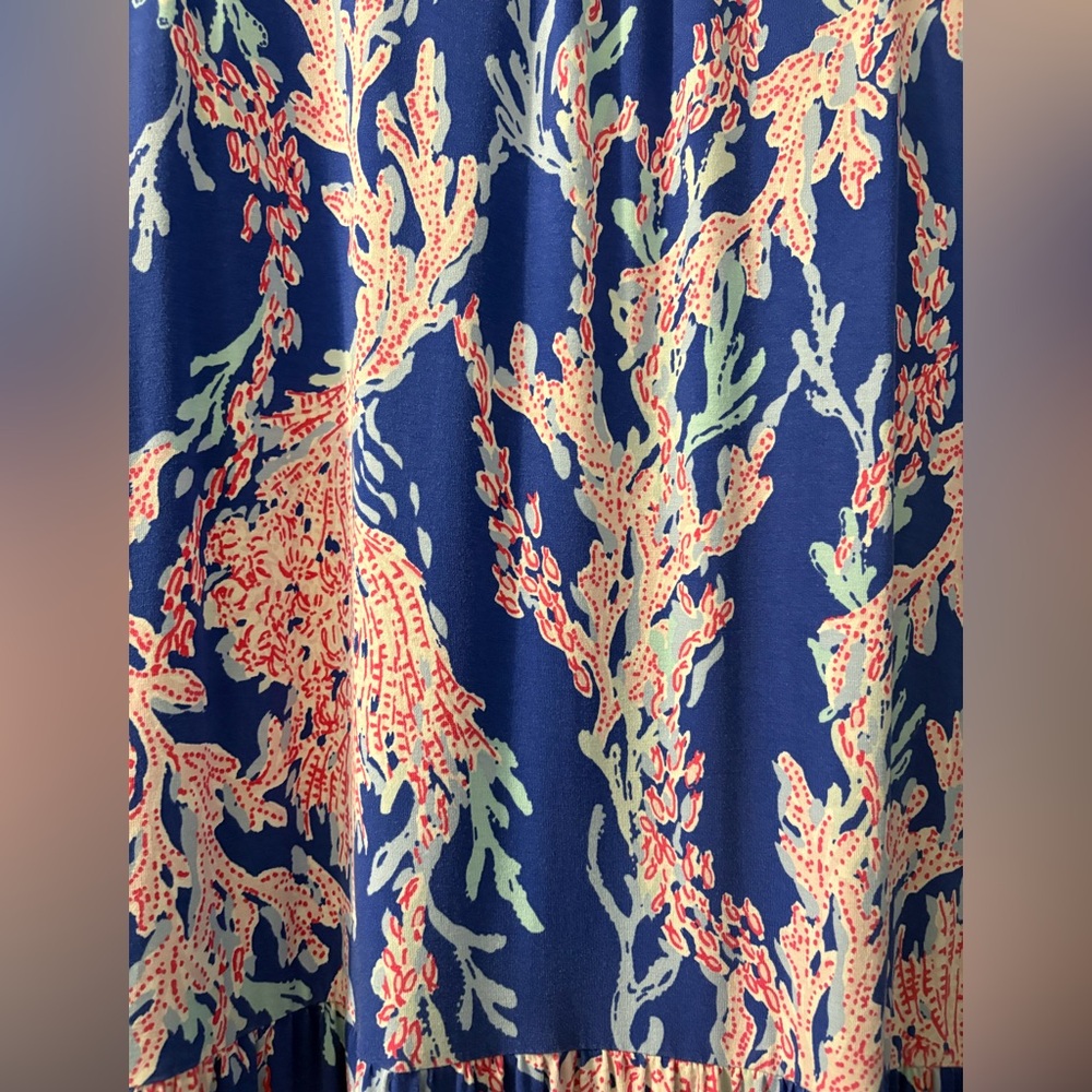 Lilly Pulitzer Blue Long Sleeve V-Neck Floral Shift Dress - Picture 5 of 5